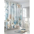 thumbnail image 3 of Fall Shower Curtain Pumpkin Starfish Shower Curtains for Bathroom Thanksgiving Decor, Waterproof Polyester Shower Curtain Set with Hooks, Extra Long 72" x 96" Marine Life Coral, 3 of 6