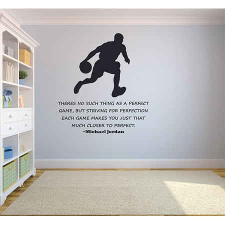 Strive For Perfection Michael Jordan Basketball Quotes Sports Inspiration Quote Wall Decal Vinyl Sticker Design For Boys Girls Room Home Court Bedroom