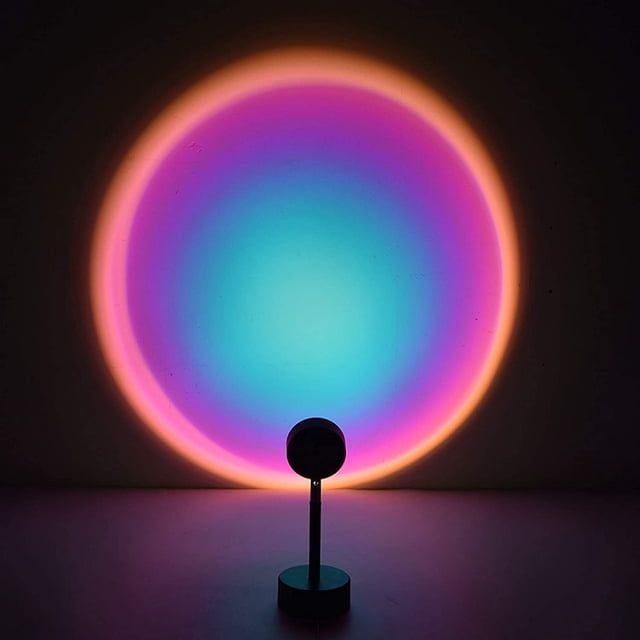 Intckwan Sunset Table Lamp Rainbow Projection Lamp LED Light Projector Sun Floor Lamp for Living Room Bedroom Background Wall Color Lights for Taking Pictures Live Broadcast 5V USB (Rainbow)