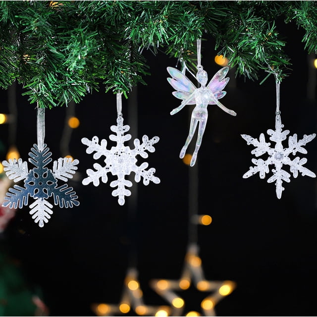 Xihbxyly Adorno de Copo de Nieve Acrílico, Decoración Colgante de Cristal, Accesorio Brillante para Árbol de Navidad, Decoración Festiva, Fácil de Colgar, Tamaño 15 X 15 Cm, Perfecto para Regalos de