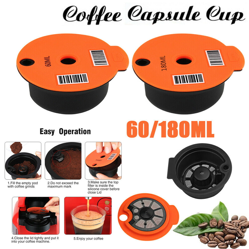 Plastic Coffee Capsule Cup Filter Pod w/Spoon Brush for Bosch-s Tassimoo 180ml