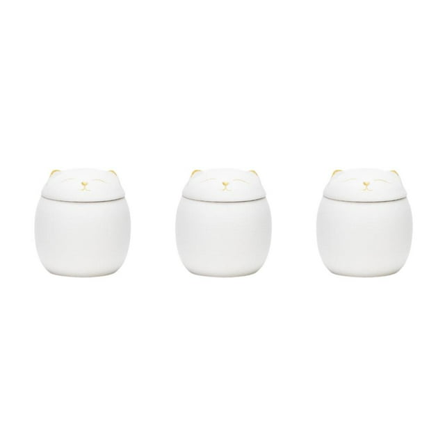 Cateissary Botes de cerámica Amplia aplicación Robustos y duraderos Gran capacidad Forma de gato Tarros de té de cerámica blanco 500 ml Type1 NO1