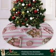 thumbnail image 3 of Yayeee Christmas Tree Skirt 35 inches for Xmas Tree Holiday Party Decoration, Pink Gingerbread Houses, 3 of 6