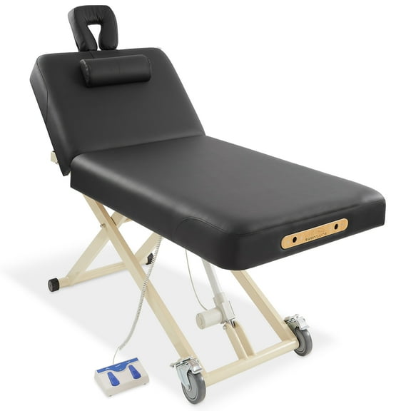 Saloniture Professional Electric Lift Massage Table with Adjustable Backrest   - Includes Headrest, Face Cradle and Bolster - Black