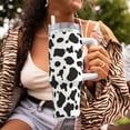 thumbnail image 6 of 40zo Ice Bar Cup With Handle Double Insulation Large Capacity Rust Prevention For Daily Travel And Other Scenes Simple Cow Print Pattern, Vector Art Style_3, 6 of 8