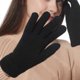 thumbnail image 2 of Guantes con estampado de rombos de color liso, cálidos para invierno, con dedos completos y pantalla táctil, color negro y gris, 2 of 5