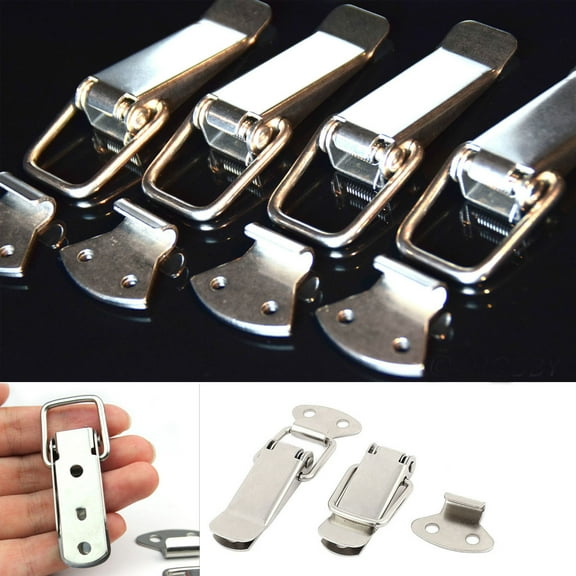 FONDOTIN 4Pcs Spring Loaded Stainless Steel Toggle Latch Catches for Case Luggage and Boxes