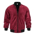 thumbnail image 2 of Tamaño Más Chaqueta Ligera para Hombres Color Sólido Cremallera Casual Abrigo Cálido Primavera Invierno, 2 of 9