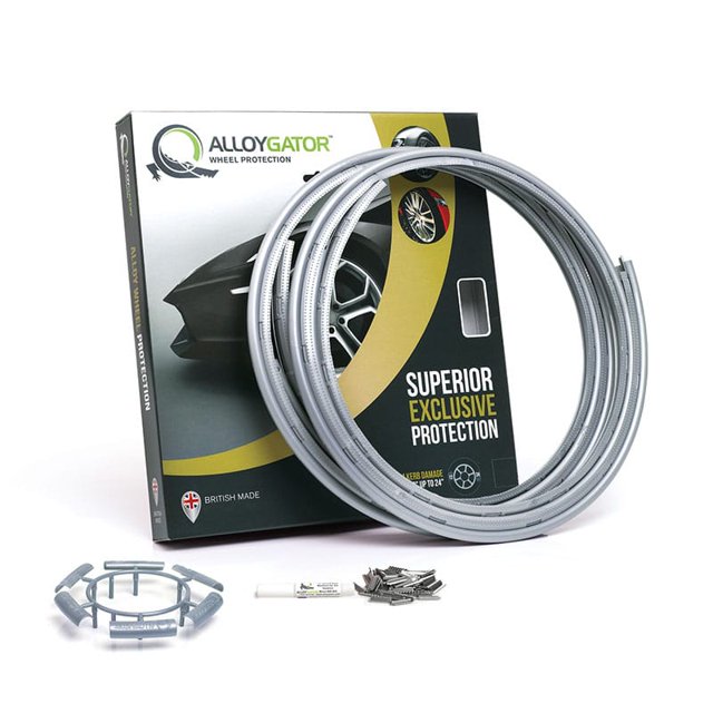 AlloyGator Protection de Roue K4SLVRINT Inter Profil; pour une Utilisation avec des Roues de 12 à 19 Pouces de Diamètre; Argent; Fixation Adhésive et Clip
