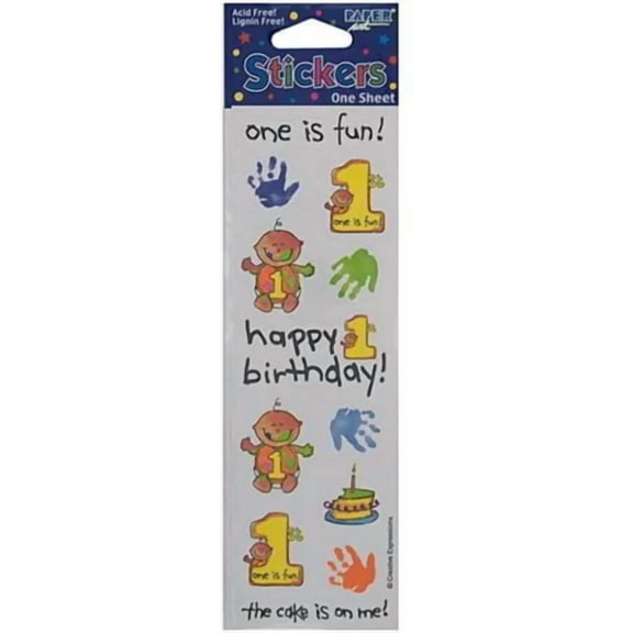 The Cake'S On Me! Handprint First 1St Birthday Party Favor Scrapbook Stickers