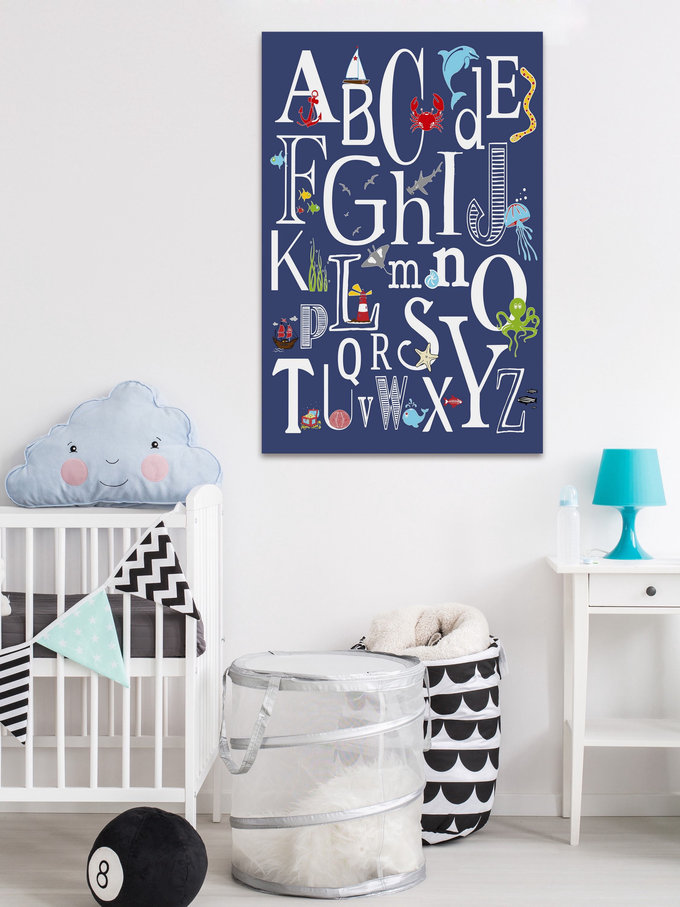 "Abc Nautical Navy" Painting Print on Wrapped Canvas