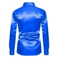 thumbnail image 6 of OGLCCG Mens Silk Satin Dress Shirts Shiny Long Sleeve Button Down Shirt Formal Casual Party Prom Wedding Shirt with Chest Pocket,M,Blue, 6 of 6