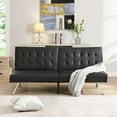 thumbnail image 2 of Leumius Modern Faux Leather Futon Sofa, Convertible Folding Sofa Bed for Living Room, Black, 2 of 6