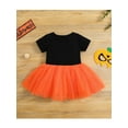 thumbnail image 3 of Seyurigaoka Baby Girl Halloween Dress Short Sleeve Round Neck Skirts Pumpkin Pattern Mesh Patchwork Holiday Party Clothing, 3 of 8