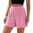 thumbnail image 4 of Oksale Summer Shorts for Women Casual Comfy Knit Shorts with Pockets Stretch Waisted Summer Clothes 2026 Pink 2XL, 4 of 7