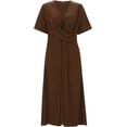 thumbnail image 4 of Robes de Printemps pour Femmes Décontractées Manches 3/4 Longue Robe Évasée Basique Plage Vacances Travail Maxi Robe 2025, 4 of 7