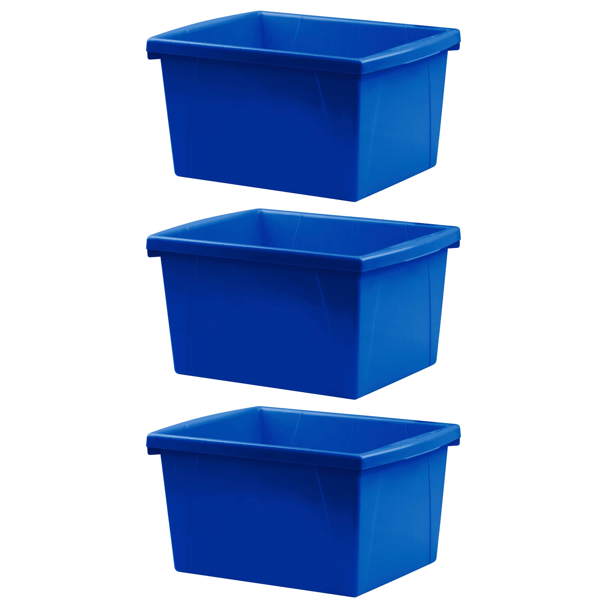 Storex 4 Gallon Storage Bin, Blue, Pack of 3