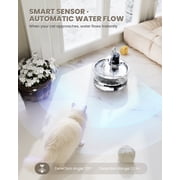 FURCLAN Cat Water Fountain, Glass, 108oz/3.2L, Cordless Battery Operated, Motion Sensor, for Cats and Dogs