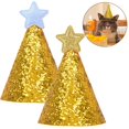 thumbnail image 2 of 2PCS Cone Birthday Hat Cloth Glitter Adjustable Star Birthday Hat Pet Party Hat, 2 of 10