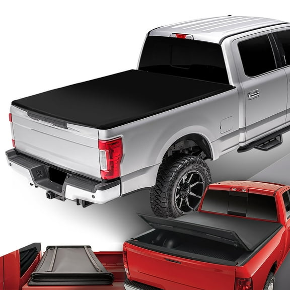 DNA Motoring Tri-Fold Soft Trunk Bed Tonneau Cover for 2015-2019 Ford F250 F350 Super Duty 8' Bed