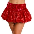 thumbnail image 1 of Raenseen Jupe Mini à Paillettes Y2K pour Femmes, Paillettes Brillantes, Taille Haute, Concert Festival Rave Rouge G, 1 of 4