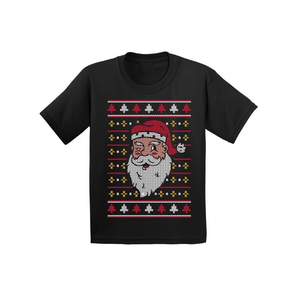 Santa Christmas Shirt for Kids Xmas T-Shirt for Boys Girls Children Xmas Pattern Tee Holiday Outfit