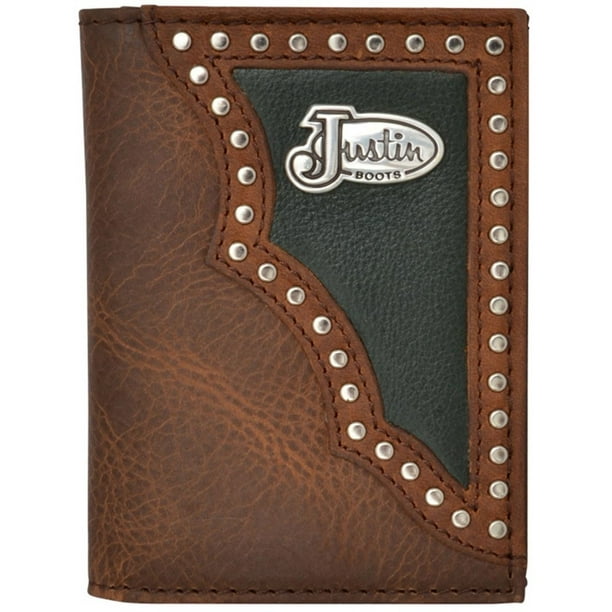 JUSTIN Justin Western Wallet Men Trifold Distressed Concho Inlay