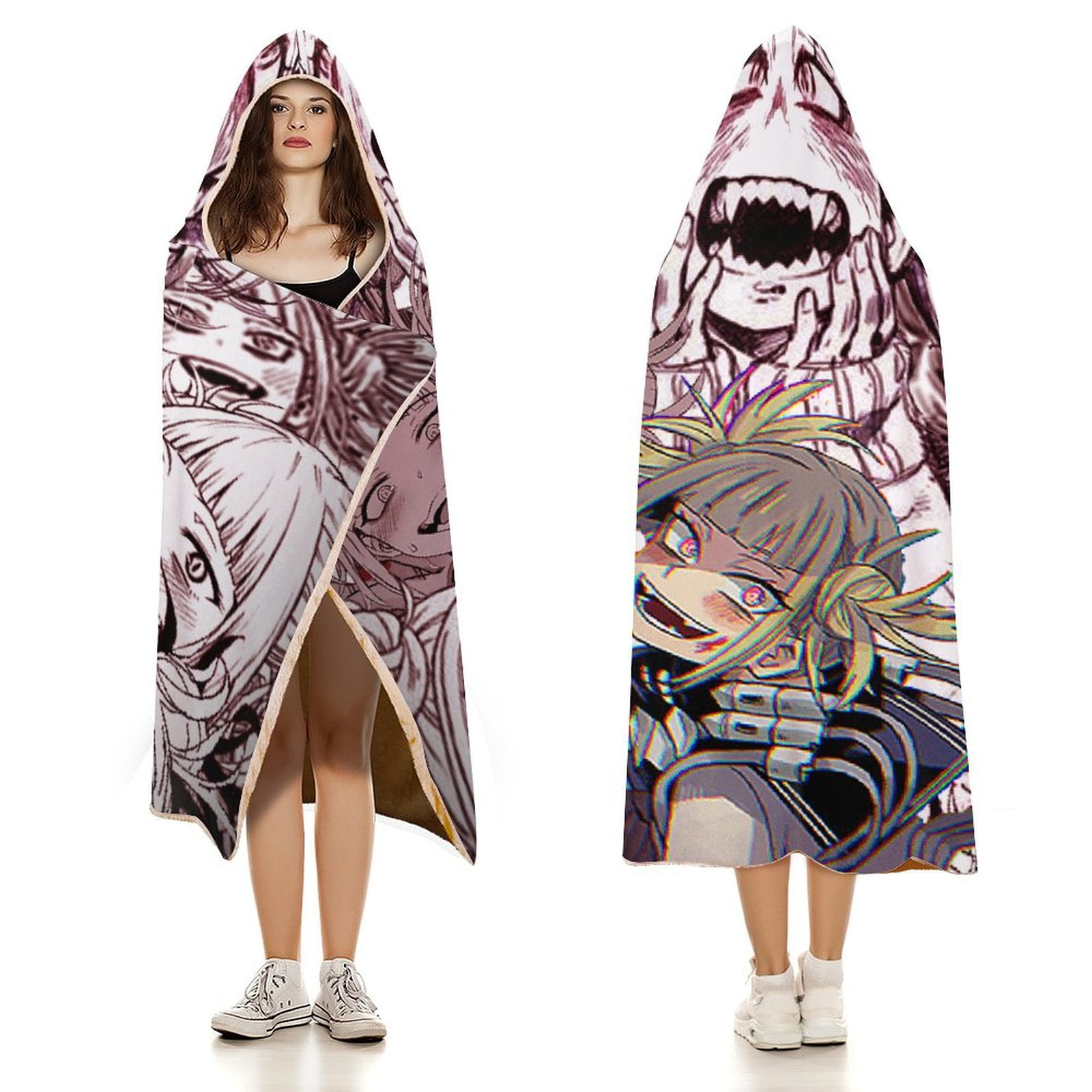 My Hero Academia Himiko Toga Wearable Blanket Cloak Arctic Velvet Hooded Blanket Soft Fuzzy Hoodie Blanket Cape for Adults Kids 50"x60"
