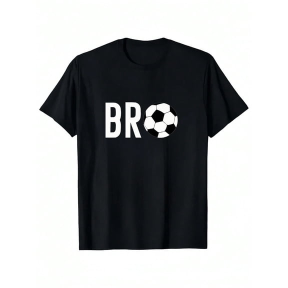 BRO Soccer Patterned Letter Print Summer Graphic T-shirts for Outdoor Sports and Daily Wearing, Young Girls T-Shirts, Size from 3-13Y