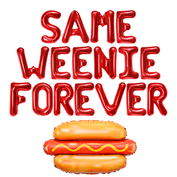 Same Weenie Forever Hot Dog Balloon Set - Fun Bachelorette BBQ Summer Party Decorations