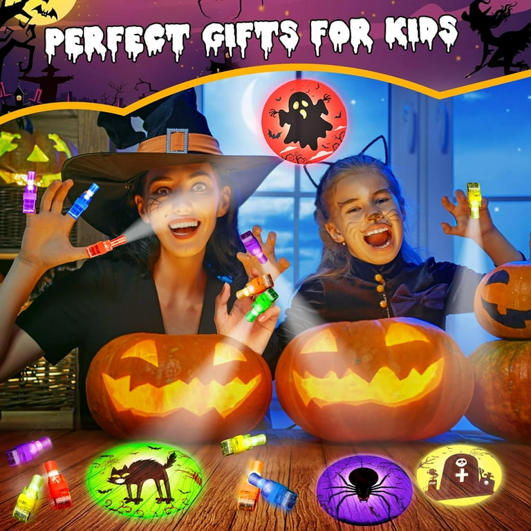 36-Piece Halloween LED Finger Lights - Glow In Dark Party Favors With Spooky Projections