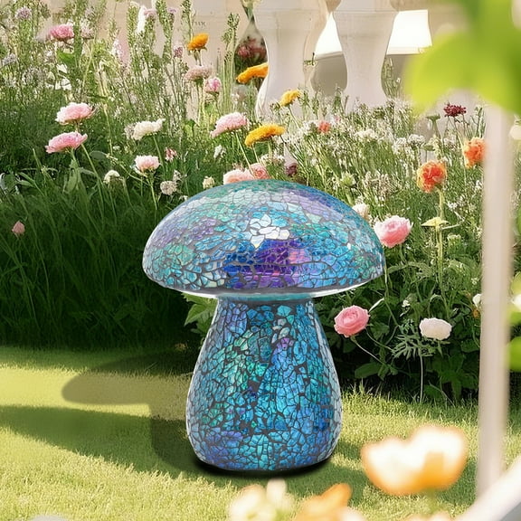 Outdoo Statue Exquisite Mosaic Mushroom Garden Statue,Outdoor Decor Hand - Crafted Colorful Glass Ornament for Indoor,Outdoor Patio, Yard & Landscape