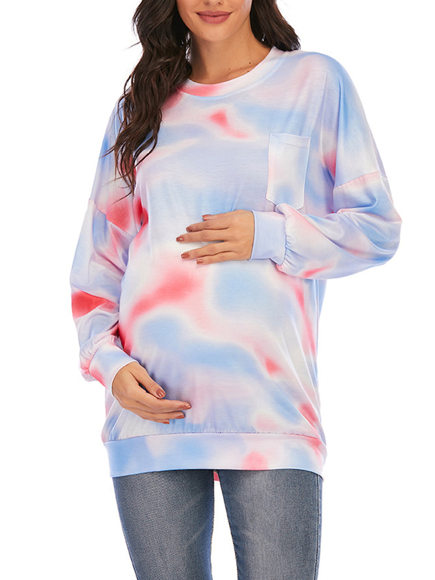 Pregnant Women Maternity Tunic Tops Long Sleeve Pullover Casual Blouse T Shirt 