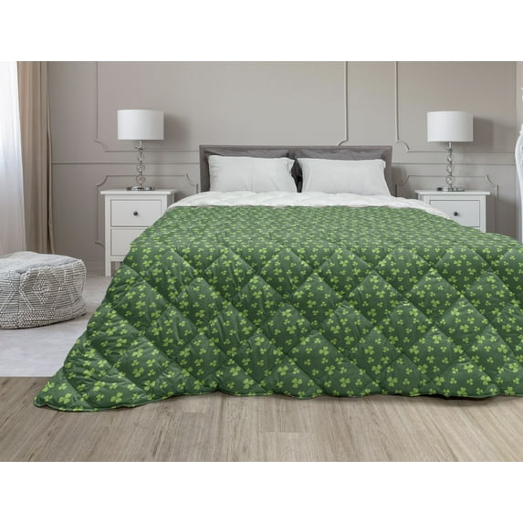 Abstract Down Alternative Comforter, Tartan Inspired Pattern of Diagonal Streaks, Microfiber Quilt for All Season, 5 Sizes, Green Dark Magenta, by Ambesonne