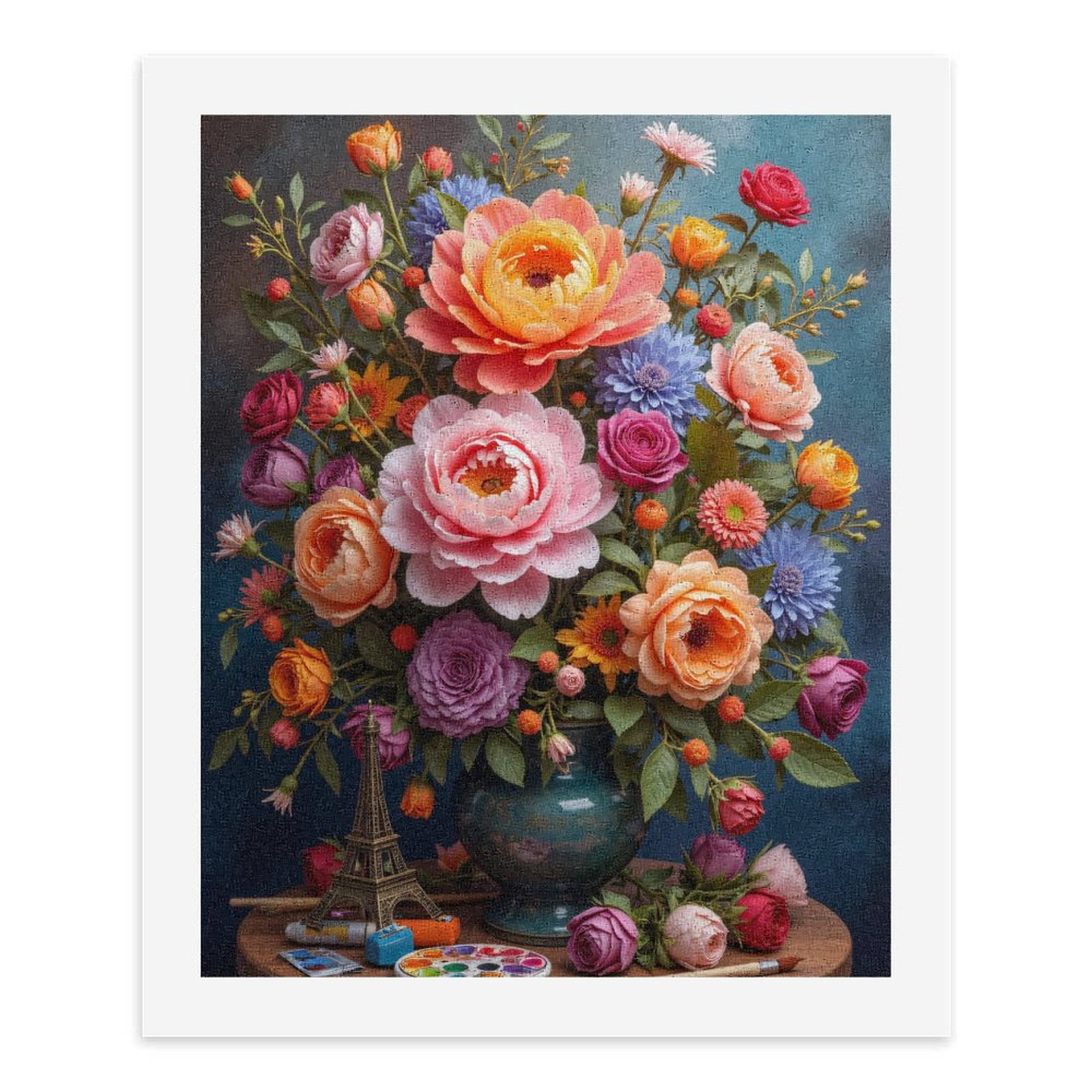 Paint By Numbers Kit for Adults Beginner - Flowers Vase Art Eiffel Paints DIY Canvas Painting Kits for Adults, Frameless Paint By Number for Adults for Home Wall Decor 16x20 Inch