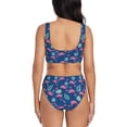 thumbnail image 3 of Kdxio Plants And Flamingos Print Women's 2 Piece High Waisted Wrap Spaghetti Strap Summer Swimsuit Bikini Set-Small, 3 of 7