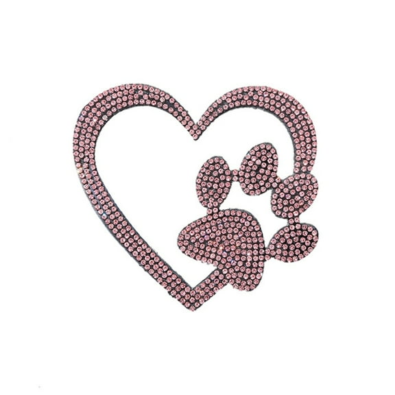 Dog Paw Heart Print Sticker Bling Crystal Car Decoration Rhinestone Paw Decal for Car Bumper Window Laptops Decor Pink