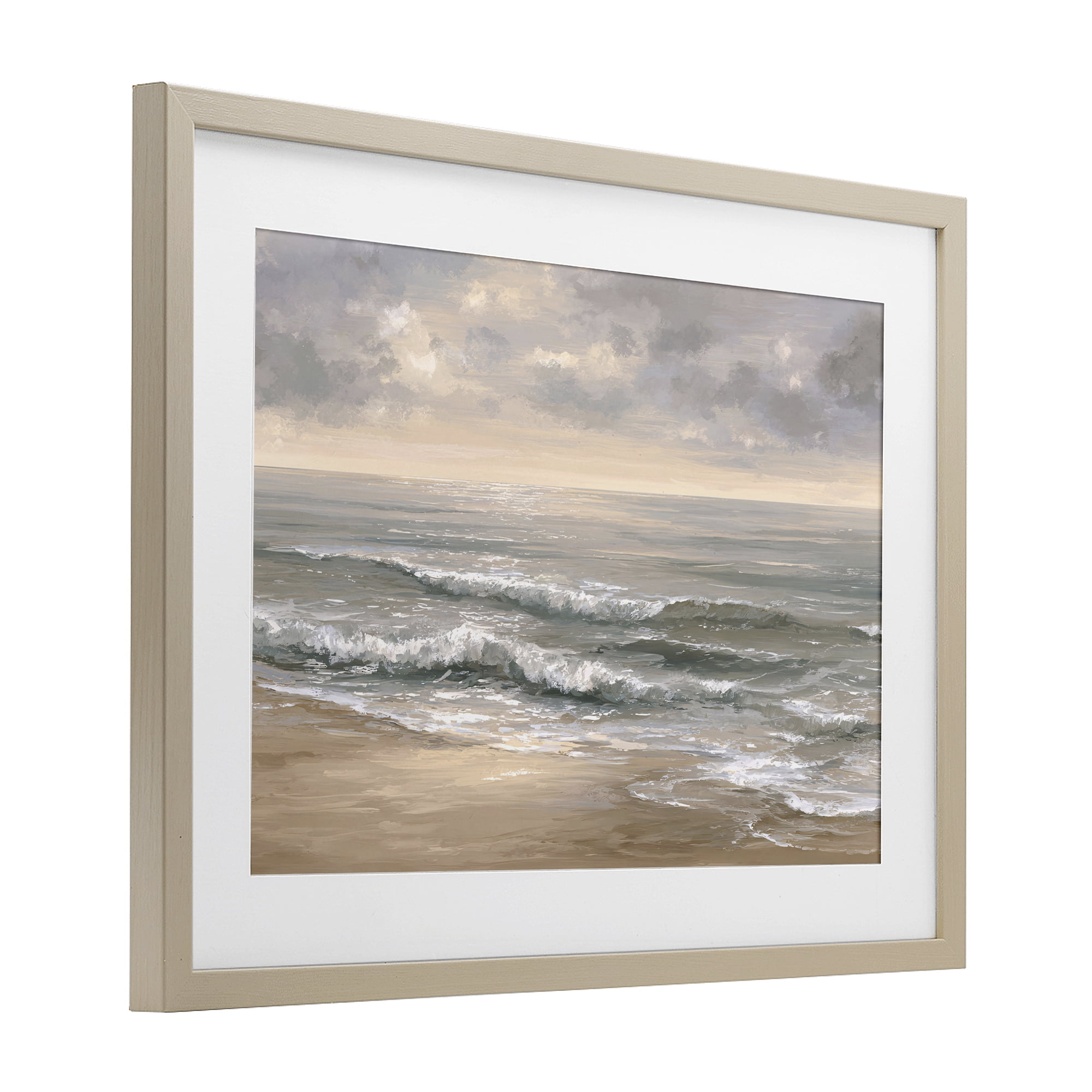 Stupell Industries Soft Rolling Beach Waves Birch Framed Print Under Glass, design by Jacky Ngan