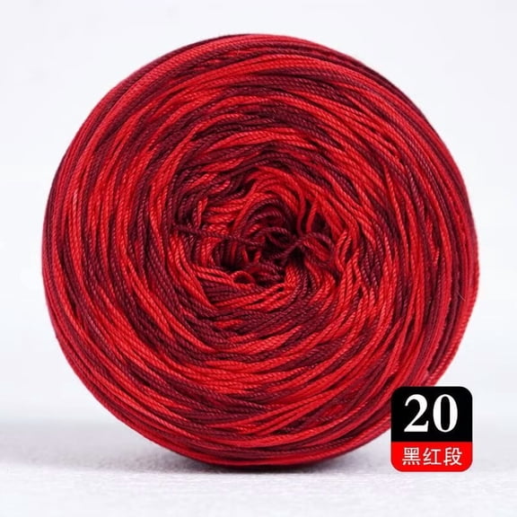 Namzi Size 6 Gradient Variegated Cotton Lace Crochet Thread,Thin Soft,Yarn Count 21S 13385.83 in ,1 Roll 50g black redfor 1-1.5mm Crochet Hooks