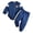 Blue, variant on Baby Boy Fall Winter 2-Piece Outfit Long Sleeve Bodysuit Pants Set, Cable Knit Bear Patch Contrast Stripe Joggers Coming Home Outfit 0-18M (Blue, 6-9 Months)