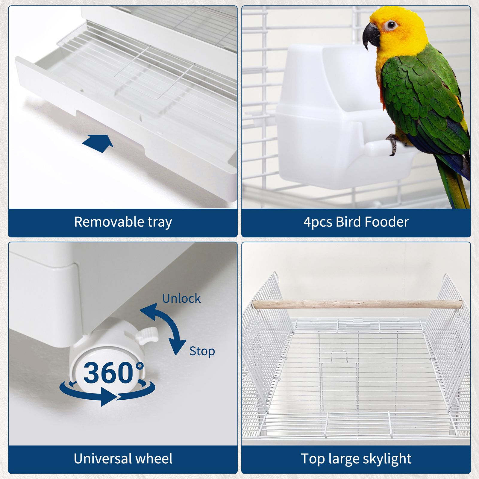 Small Bird Cage with Wheels, 40 Inch Parakeet Cage with Top Stand, 3 in 1 Bird Carrier for Parakeets, Canaries, Lovebirds, Small Quaker, Cockatiels, Budgie, Green Cheek,Conure