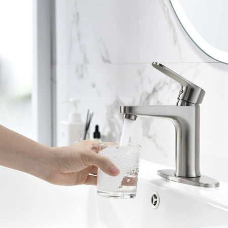 Brass Bathroom Faucet Brushed Nickel Sink With Pop Up Drain Stopper Deck Plate 1 Or 3 Hole Single Handle Rv - Camper Bathroom Sink Strainer