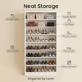 thumbnail image 5 of HAOMINS 8 Tier Shoe Cabinet, 70" Tall Heavy Duty Wood Vertical Shoe Rack with Adjustable Shelves, Space Saving, Holds Up to 35 Pairs for Closet, Entryway, Hallway, Bedroom, 5 of 12