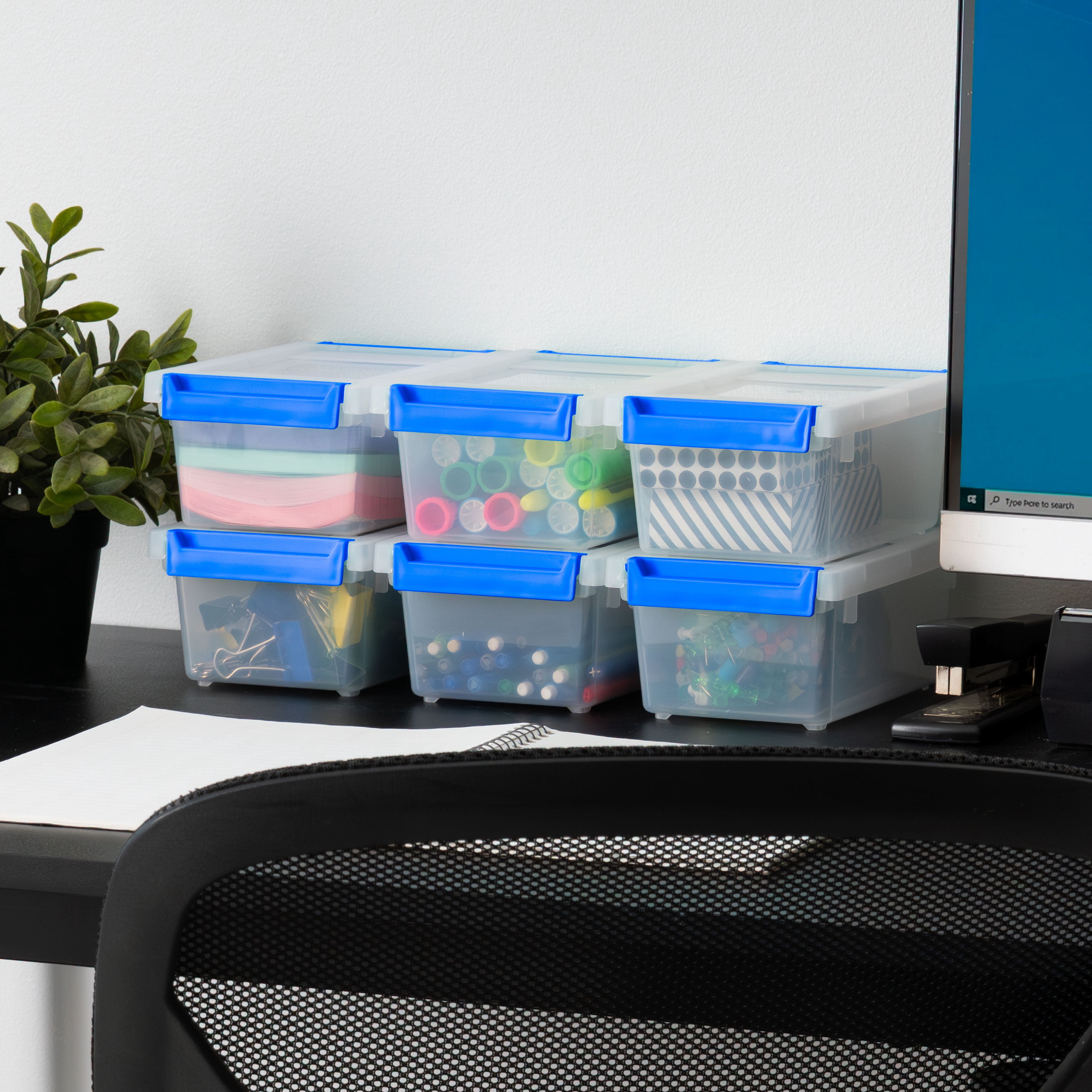 IRIS 1 Qt. Plastic Storage Bins with Lids, Clear Containers, Latching Totes 6Pk