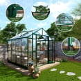 thumbnail image 6 of Jocisland 8x8x7.5 ft Aluminum Greenhouses for Outdoors, Polycarbonate Walk-in Greenhouse with 2 Vents Lockable Rain Gutter, for Backyard Plants, Green, 6 of 8