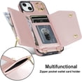 thumbnail image 4 of for iPhone 14 Case Wallet with Strap for Women,Crossbody Lanyard and Wristlet Strap,Zipper Pocket,Credit Card Holder,Ring Stand,RFID Blocking Phone Wallet Cases(6.1 inch,Pink), 4 of 18