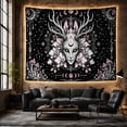 thumbnail image 6 of Deer Head with Moon Antlers, Mystical Cottagecore Style for Wildlife Lovers, Celestial Forest Decor, Housewarming Gift, Tapestry Wall Hanging for Bedroom, Living Room and Dorm, 6 of 7