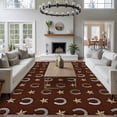thumbnail image 3 of Large Area Rugs for Living Room Bedroom, Brown Horseshoe 6'x9' Rug Washable Carpet Runner Indoor Outdoor, Western Country Star Vintage Non Slip Floor Mats Rug for Kitchen, Playroom, 3 of 8
