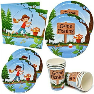 Funnytree Gone Fishing Backdrop Lake Retirement Fisherman Baby Shower  Birthday Party Supplies Decor Banner Photo Booth Poster
