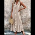 thumbnail image 3 of Vestido de Verano para Mujer, de Algodón, Estilo Bohemio, de , Sin Mangas, con Volantes Escalonados, Maxivestido . Albaricoque XL, 3 of 5